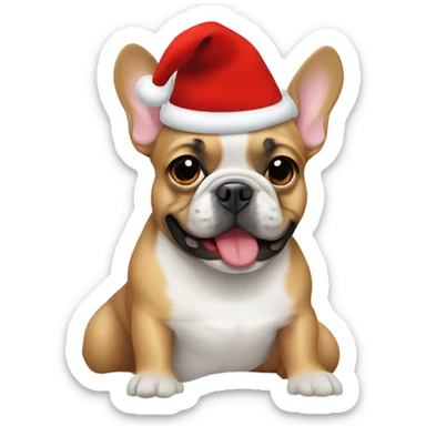 Frenchie dog with Christmas hat sticker