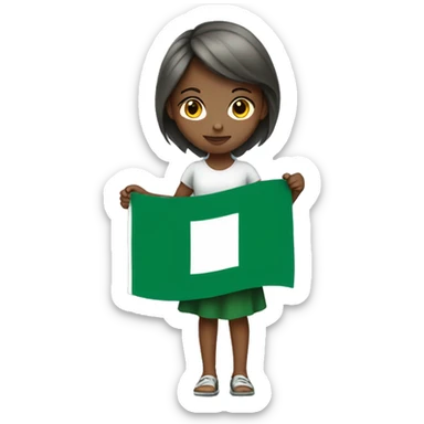 Girl holding Nigeria flag  sticker