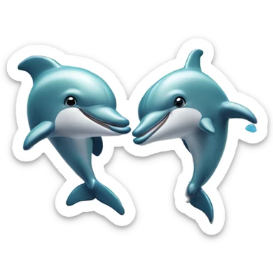  pair of dolphins leaping through a heart-shaped rainbow splash sticker