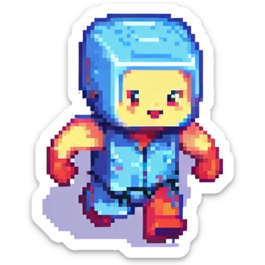 Minecraft-style baby character running quickly, pixel art style, blocky and vibrant, with motion lines to show speed sticker