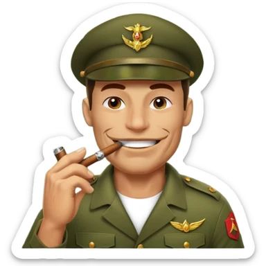 brauny cool jungle commando smoking a cigar with a grin sticker
