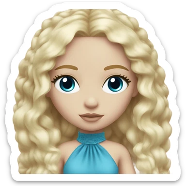 ocean blue doll eyes, blonde hair, feminine, pink, girl, angelic sticker