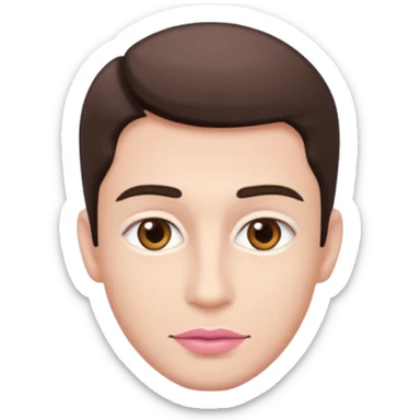 brown eyes lite pink lips men sticker