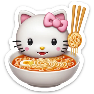 Hello Kitty eating ramen  sticker