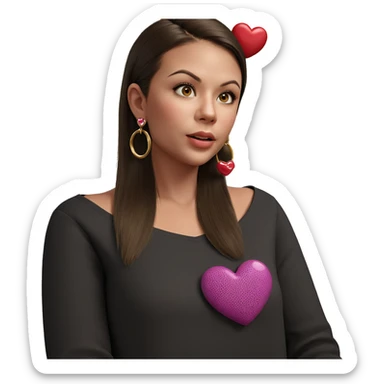 girl with heart earrings sticker