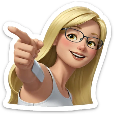 blonde girl with glasses smiling sticker