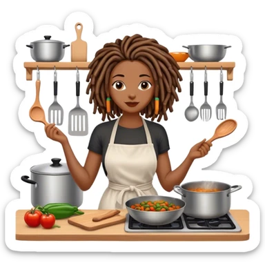 Black woman with locs cooking sticker