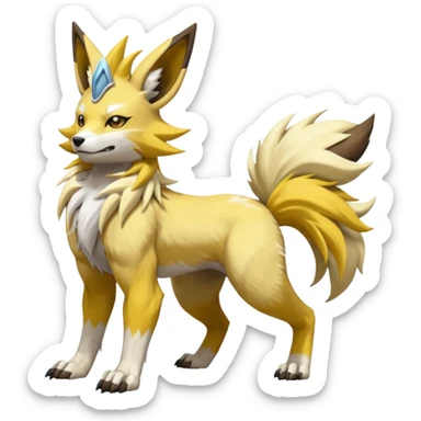 Feral Quadrupedal Digitigrade Manectric-Jolteon-Lycanroc-Furret-Renamon-Zeraora-fusion-hybrid-creature, full body  sticker