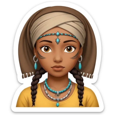 tribal girl Tattooed, not wearing necklace sticker