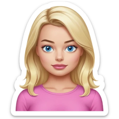 Maggot Robbie with blue eyes, long blonde hair, pink outfit sticker