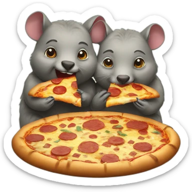 two wombats eating pizza sticker