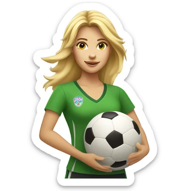 blond woman spinning a soccer ball on her hands sticker