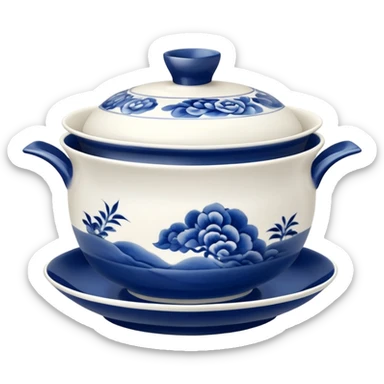blue chinese gaiwan without handles sticker