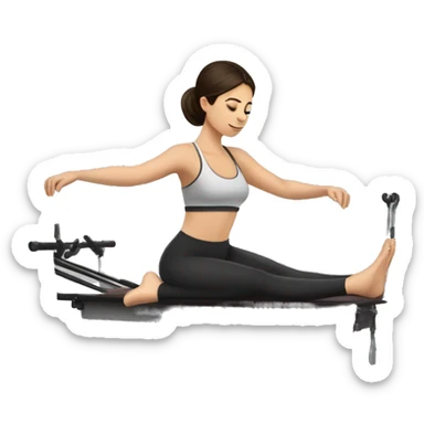 Brunette girl doing reformer Pilates sticker