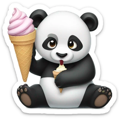 Panda eating ice cream sticker