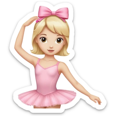 Blonde ballerina with a pink bow and leotard  sticker