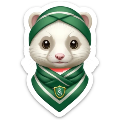 The white ferret with slytherin scarf sticker