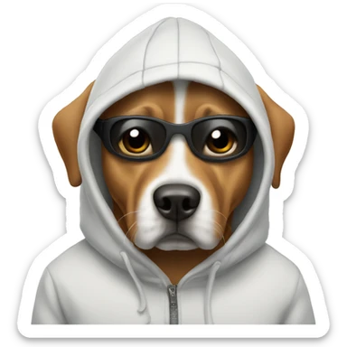 Dog wearing a hoodie and ski mask  sticker