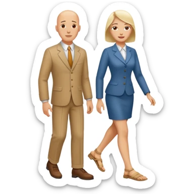 Bald tan Shoe salesman with bare foot woman sticker
