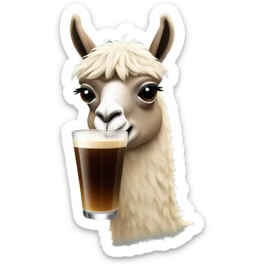Llama drinking espresso martini sticker