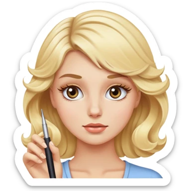 blonde girl curling her eyelashes  sticker