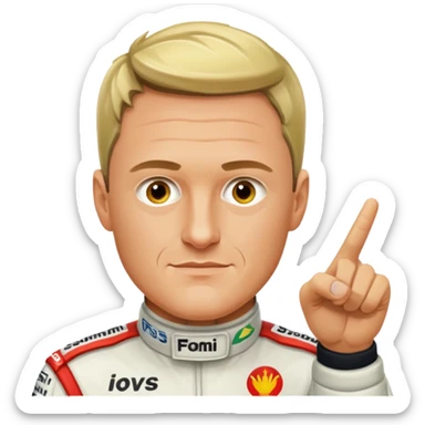 Ralf Schumacher pointing at Ralf Schumacher sticker