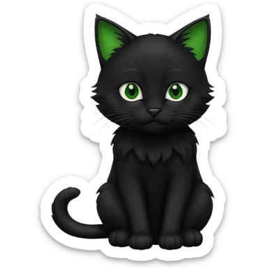 Chat noir peinture mignon assis sticker