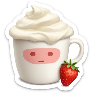 A cup with strawberries and cream inside sticker