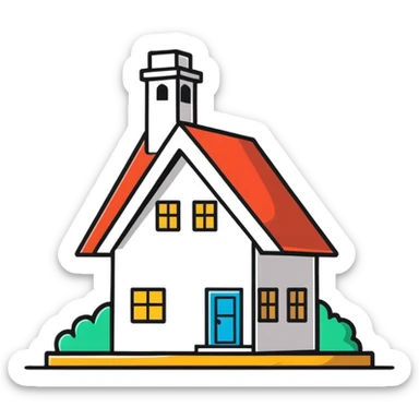 modern furniture logo with house shape sticker