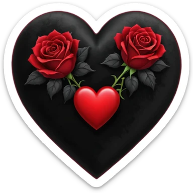 goth themed heart with a dark rose bouquet sticker