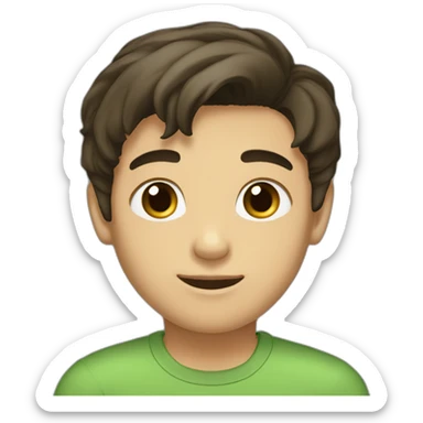 light brown black hair brown eyes straight boy hair greenshirt sticker