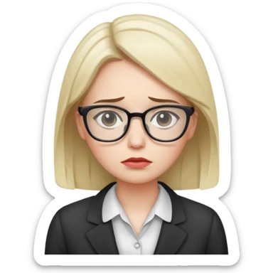 female office worker sad face sticker