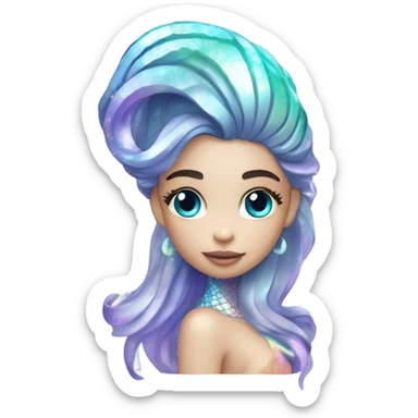 mermaid, model, magical, iridescent, mystical, shiny, holographic, highlights, scales  sticker