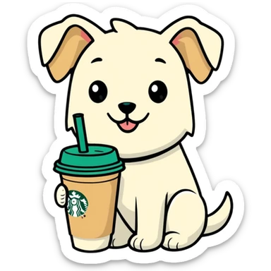 Dog with Starbucks  sticker