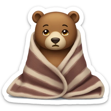 bear cozy in blanket sticker