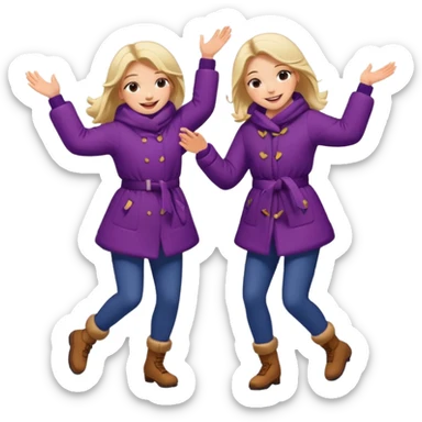 girls dancing in the snowing sticker
