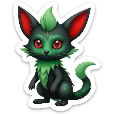 Kawaii Cute Edgy Black Green Red ethereal Fionbri-Vernid-Trico-animal-creature full body sticker