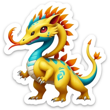 exotic fantasy-creature-Fakémon-Pokémon, full body, with random markings sticker