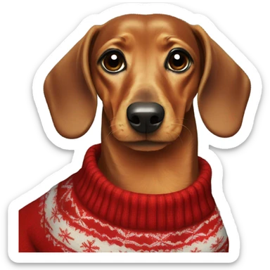 Dachshund wearing Christmas sweater sticker