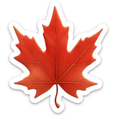 A beautiful red Canadian Maple Leaf, with high detail, resolution, quality sticker