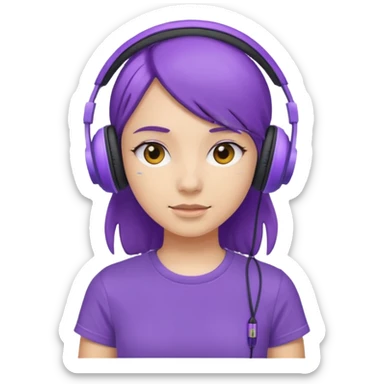 girl with purple headphones and tshirt sticker