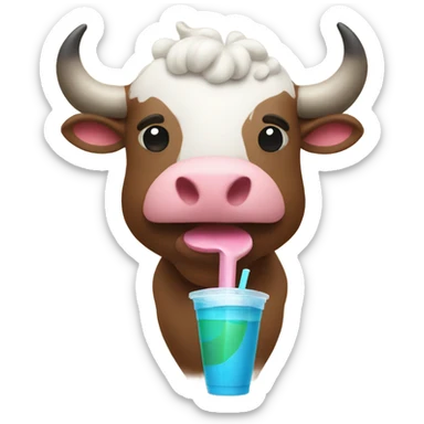 Bull holding a smoothie sticker
