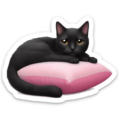 black cat with white elements laying on pink pillow sticker