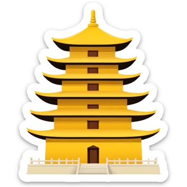 Extremely simplified Chinese pagoda symbol, minimal lines, basic emoji sticker