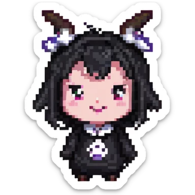 Kuromi character, mischievous expression, simple background sticker