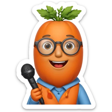 singing carrot wearing glasses with microphone sticker