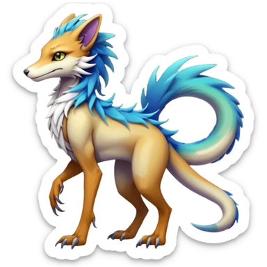 badass elegant wild beautiful natural badass futuristic epic exotic anthro modern furry cyborg-sergal-vernid-creature, full body, gradient pretty hair, with a long tufted tail, aesthetic, art by LiLaiRa, art by art by Falvie sticker