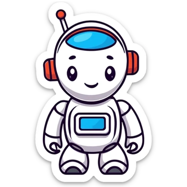 cute robot kid avatar with friendly face sticker