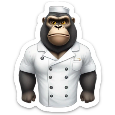 Big Buff Gorilla in chef's uniform sticker