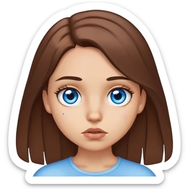 Blue eyed, brown haired girl with a scar on her lip sticker